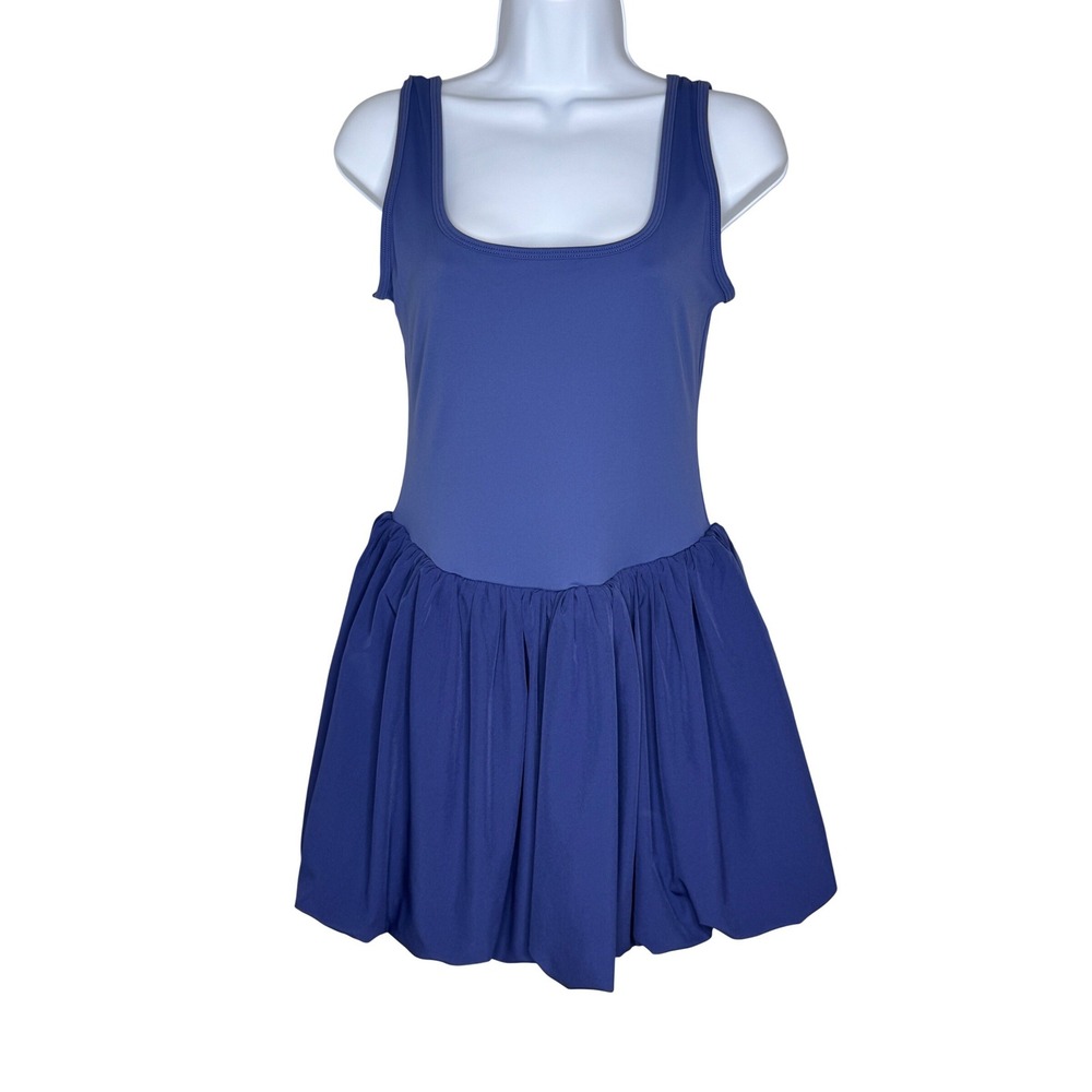 Blue Scoop Neck Athletic Dress built-in shorts